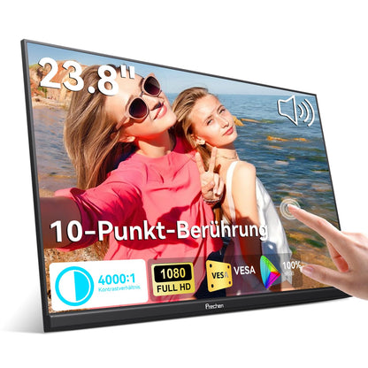 ScreenFlex Tragbarer Touchscreen Monitor - 23.8 Zoll FHD. Rechteckiger, schwarzer Monitor. Bietet mobiles Touch-Display zur Erweiterung der Arbeitsfläche.