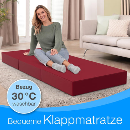 ELONEO Klappmatratze Gästematratze 15cm dick - Rot 75x195cm
