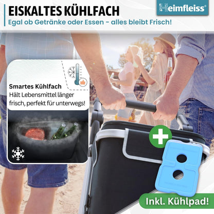 Heimfleiss Einkaufstrolley klappbar mit Kühlfach, 56 Liter