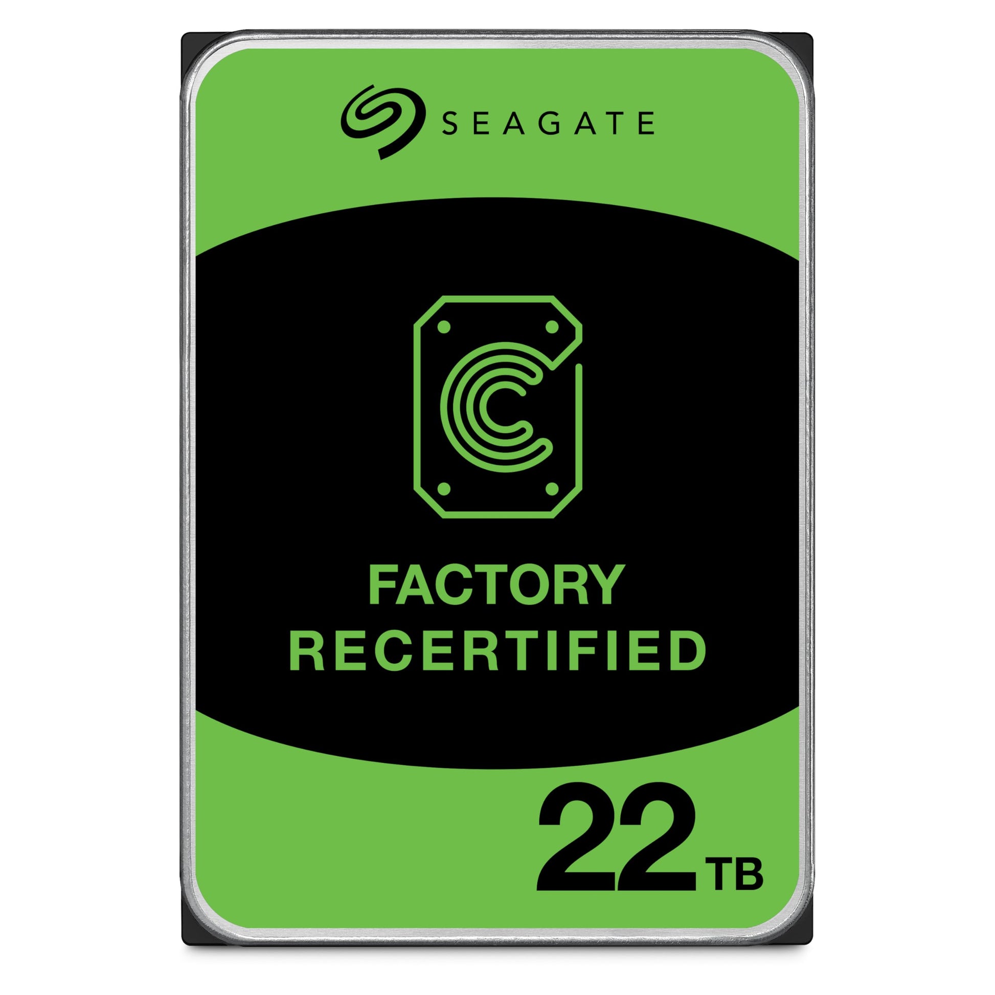 Seagate 22TB Exos X22 Interne Festplatte - Factory Recertified. Silberne 3.5 Zoll SATA-HDD speichert Daten in Servern/NAS.