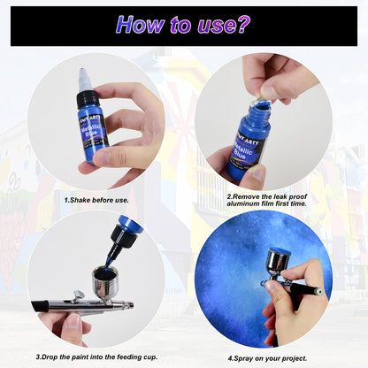 HOMY ARTY Airbrush Farben Set, 54 Acrylfarben auf Wasserbasis, 20 ml