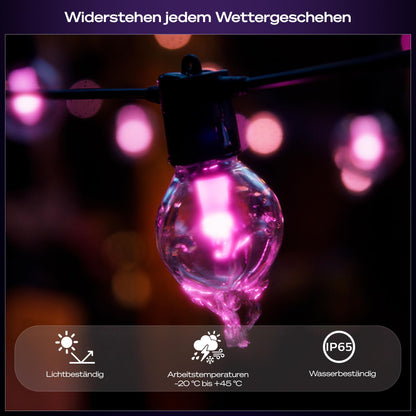 Philips Hue Festavia Globe LED-Aussenlichterkette, 14 m, 20 Lampen