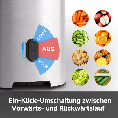 AMZCHEF Slow Juicer 1902M – Entsafter mit 120 mm Einfüllschacht