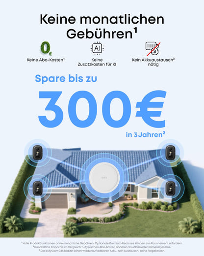eufy eufyCam C35 Überwachungskamera, kabellos, 4er-Pack, Schwarz