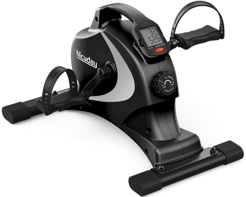 Niceday Pedaltrainer Mini – Arm- und Beintrainer für Senioren. Kompakter, grauer Heimtrainer mit Pedalen zum sanften Arm- und Beintraining im Sitzen.