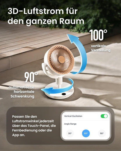 SwitchBot Standventilator mit Luftzirkulation, 22 dB, RGB-Beleuchtung
