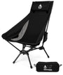 OneTigris TIGERBLADE Hochlehner Campingstuhl Ultraleicht - Schwarz. Schwarzer, klappbarer Hochlehner zum bequemen Sitzen beim Camping.