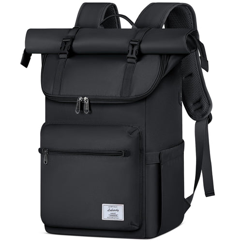 Lubardy Rolltop-Rucksack wasserdicht mit 17,3 Zoll Laptopfach, gepolsterte Schultergurte und Rolltop-Verschluss