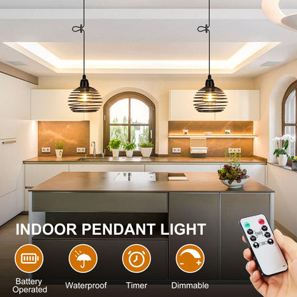 Glowlit Pendelleuchte batteriebetrieben 2er-Set IP65 mit Fernbedienung