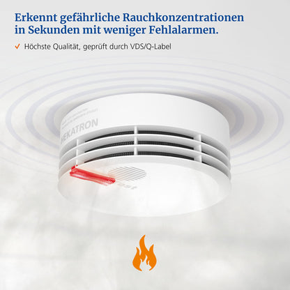 Hekatron Genius Plus Rauchmelder mit 10-Jahres-Batterie, 6er-Set