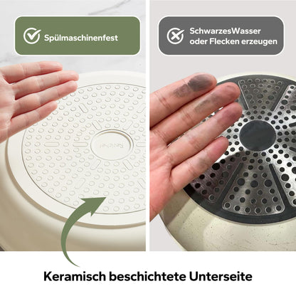 Redchef Keramik Topfset Induktion, 11-teiliges Kochgeschirr-Set, Beige
