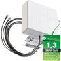 netshop 25 5G LTE MiMo Aussenantenne - Multiband 9 dBi. Rechteckige, weiße Antenne zur 5G/LTE-Signalverstärkung außen.