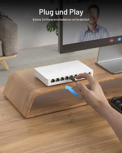 BrosTrend 8-Port 2.5-Gigabit Ethernet Switch, lüfterlos, unmanaged