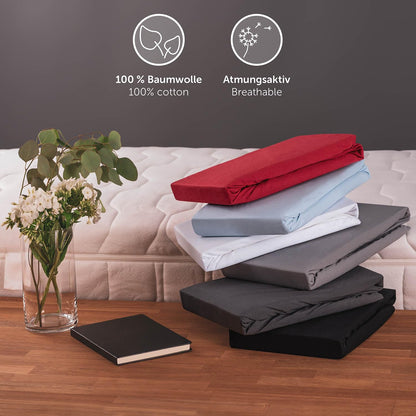 Blumtal Spannbettlaken 270x200 cm aus Baumwoll-Jersey, Anthrazit