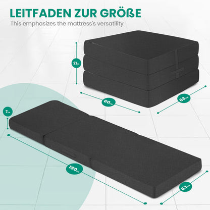 Goliez Klappmatratze Schaumstoff Grau Einzel 195x80x10cm