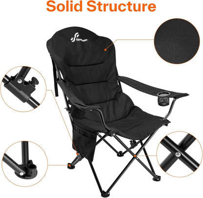 Sportneer Campingstuhl Faltbar Klappstuhl - Schwarz 2er-Pack