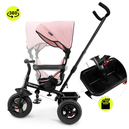 HyperMotion Dreirad 3-in-1 Kinderfahrzeug mit Schubstange – Rosa