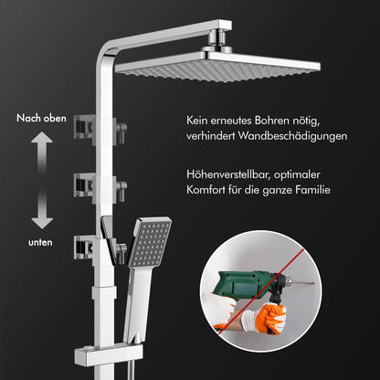 HOMELODY Duschsystem mit Thermostat Regendusche - Chrom