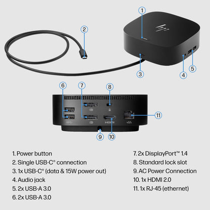 HP USB-C Dock G5 Dockingstation für USB-C- und Thunderbolt-Laptops