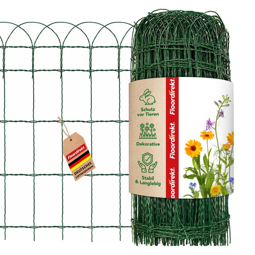 Floordirekt Beetzaun Metall 65 cm x 25 m, Ziergeflecht – Beeteinfassung aus PVC-beschichtetem Draht