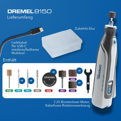 Dremel 8150 Akku-Multitool-Set, bürstenlos, 7,2 V, 20 Zubehöre