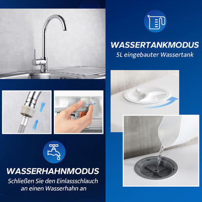 AIRMSEN Mini Tischgeschirrspüler - 5 Programme, Weiss/Schwarz