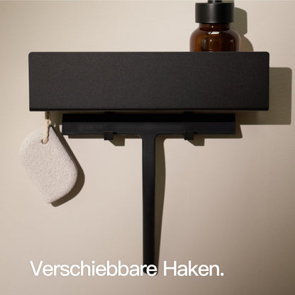 Designfabrik Hamburg Duschablage ohne Bohren Schwarz 30 cm