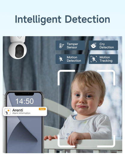 ARENTI Video-Babyphone mit 2 Kameras, 5" Display und App