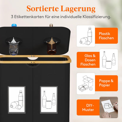 Lifewit Pfandflaschen Sammelbehälter mit Deckel, 150 L, Schwarz