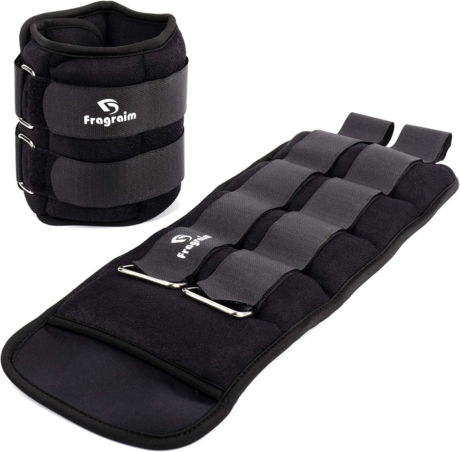 Fragraim Gewichtsmanschetten Fuss & Handgelenk – 10KG Paar. Dunkle, anpassbare Gewichte zur Steigerung des Trainingswiderstands.