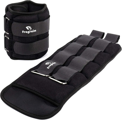 Fragraim Gewichtsmanschetten Fuss & Handgelenk – 10KG Paar. Dunkle, anpassbare Gewichte zur Steigerung des Trainingswiderstands.