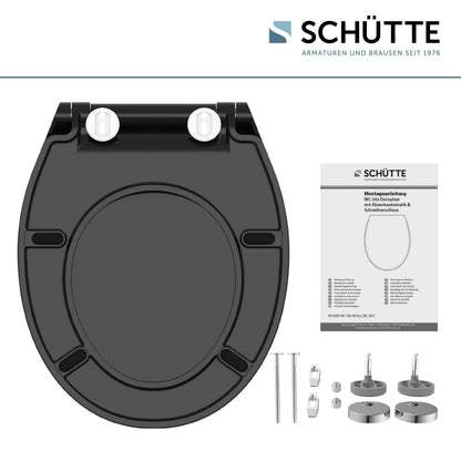 Schütte Slim WC-Sitz aus Duroplast mit Absenkautomatik, Schwarz