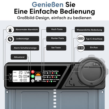 CHAMUTY Automatische Hühnerklappe Solar mit Timer und Fernbedienung