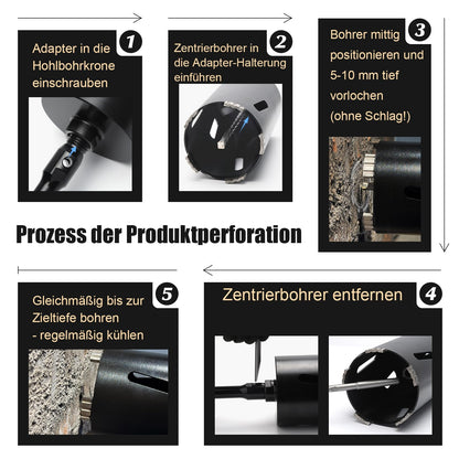 MOXPIFY Bohrkrone 50 mm Set mit SDS-plus, SDS-max und Sechskantschaft