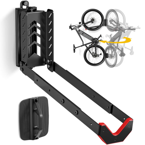 monTEK Fahrrad-Wandhalterung schwenkbar, belastbar bis 35 kg, schwarz pulverbeschichteter Stahl, einklappbar