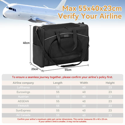 Petsfit Hundetasche Flugzeug Transporttasche Hund Katze L Schwarz