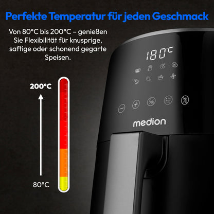 MEDION P40 L Heissluftfritteuse MD13030 4,7 Liter 1500 Watt schwarz