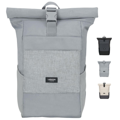 LARKSON No 4 Rolltop Rucksack Grau mit Laptopfach, wasserabweisend