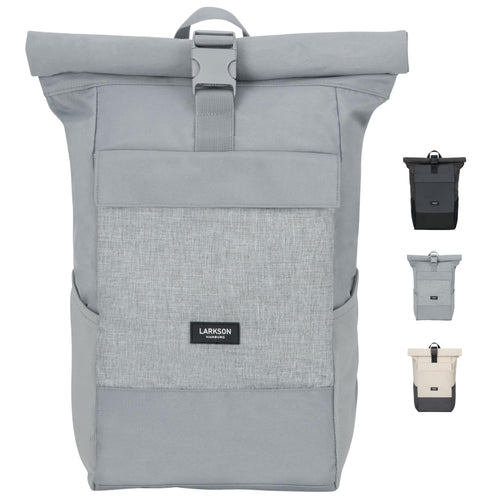 LARKSON No 4 Rolltop Rucksack Grau mit Laptopfach, wasserabweisend