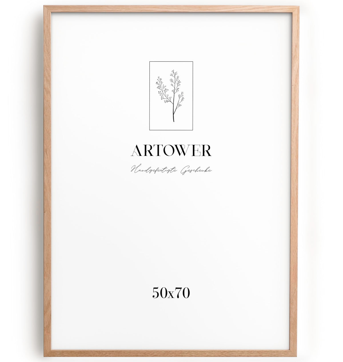 Artower Bilderrahmen 50 x 70 cm Eiche Natur, Holzrahmen mit Plexiglas, schmale Rahmenleiste