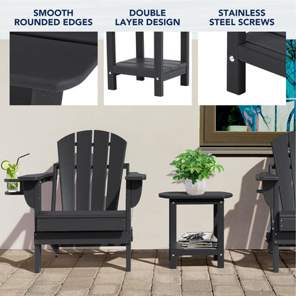 NALONE Adirondack Beistelltisch HDPE Outdoor 2 Ebenen Schwarz
