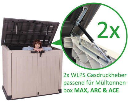 Ondis24 Gasdruckheber WLPS 140N für Keter Mülltonnenbox, 2er Set