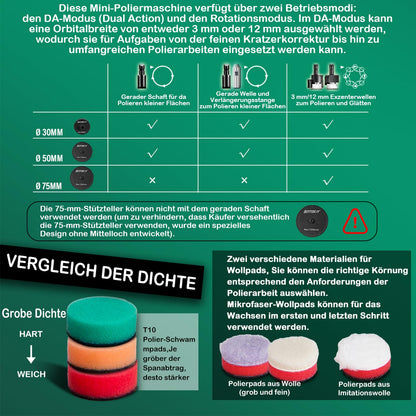 BATOCA S5 Mini Akku Poliermaschine, Rotations- und Exzenterpolierer