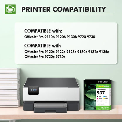 INFITONER 937XL Tintenpatronen Multipack kompatibel für HP 937 937e