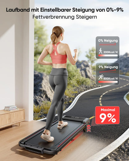 FitFlow 4in1 Walking Pad – klappbar, Steigung, Under Desk 12km/h