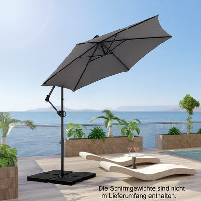 Deuline Mallorca-Elite Ampelschirm Ø 300 cm, 360° drehbar, grau