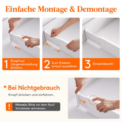 Lifewit Schubladentrenner 8er-Set, verstellbar, weiss