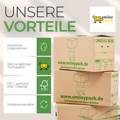 smiley pack PROFI Umzugskartons 620 x 300 x 330 mm, 50 Stück