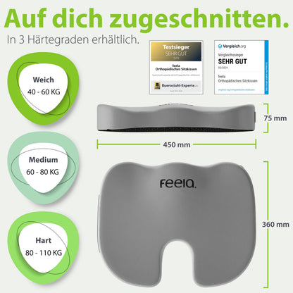 feela Orthopädisches Sitzkissen Hart, ergonomisch, Memoryschaum