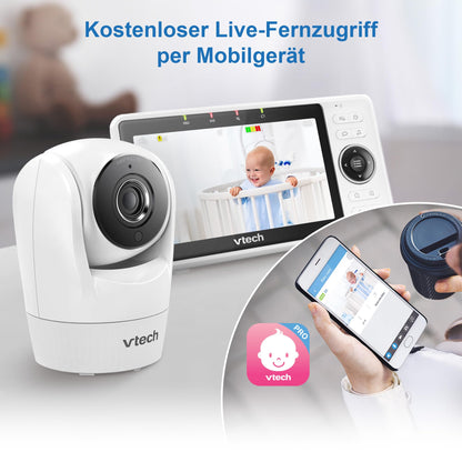 Vtech VM901-1W Smart Babyphone, WiFi-Kamera & 5 Zoll HD Display